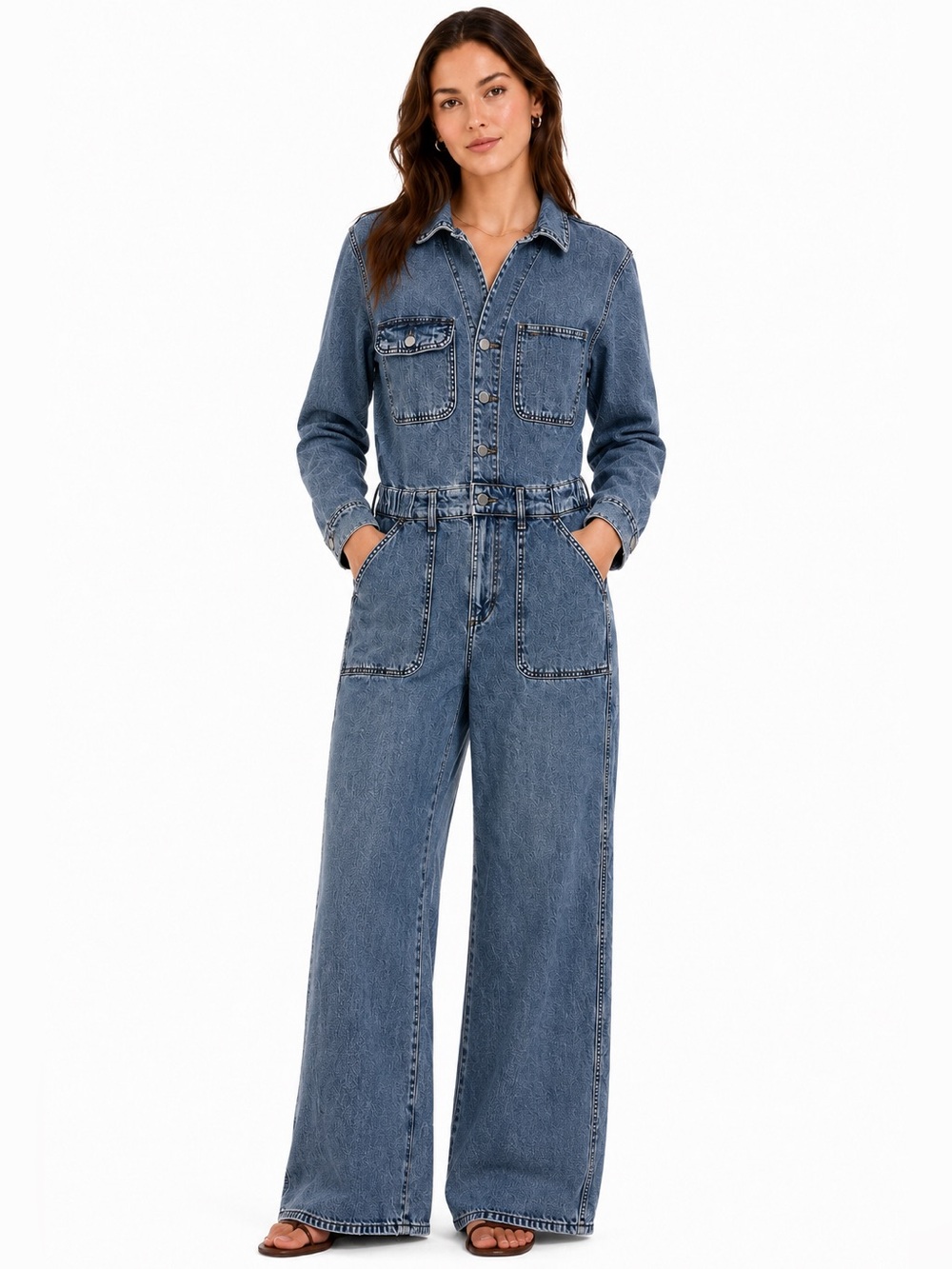 Universal Thread Baggy Denim Utility Jumpsuit Wide Leg Size 8 Regular NWT